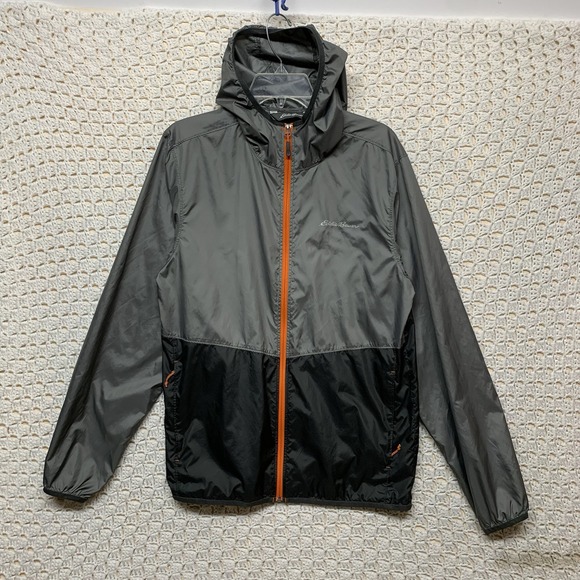 Eddie Bauer Other - Eddie Bauer Hooded Windbreaker Rain Jacket Men Sz S Gray Colorblock Zip Pockets